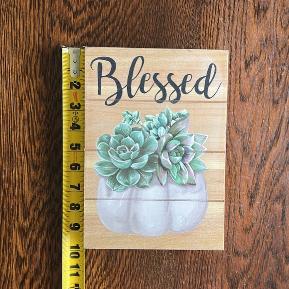 “Blessed” sign with light purple/gray pumpkin and succulents - Picture 7 of 7